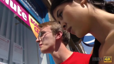 Latina teen fucks for money as her boyfriend watches her being fucked